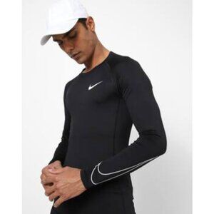 Nike Pro Dri-FIT Slim-Fit Raglan Long Sleeve Gym Training Shirt Black Mens XL